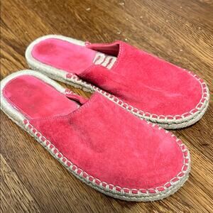 Acorn Women's Pink Suede Espadrille Slip-On Mule Size 7